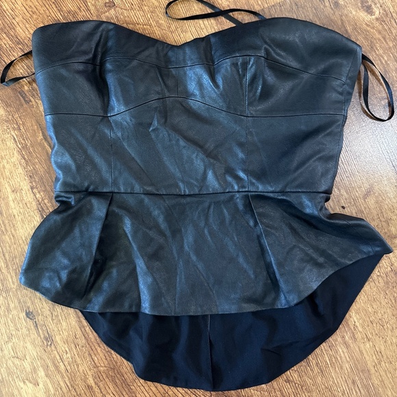 Strapless leather peplum top - Picture 1 of 1